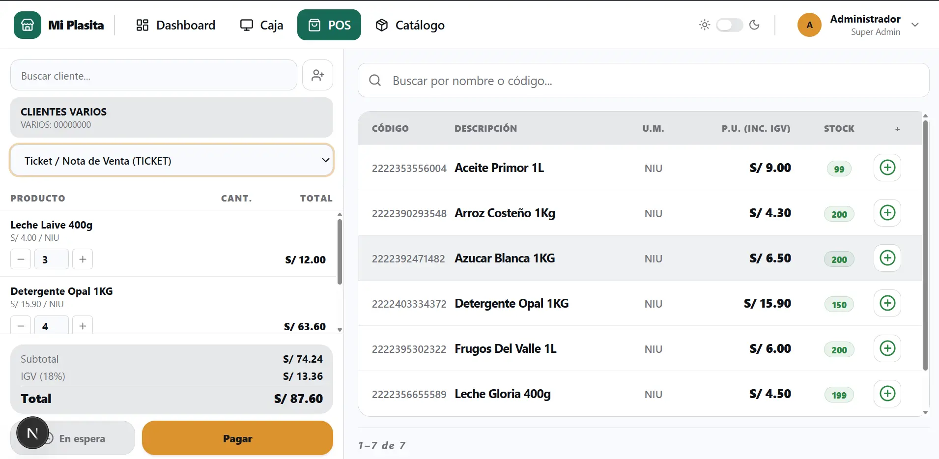 Vista del ticket de venta en CajaPe
